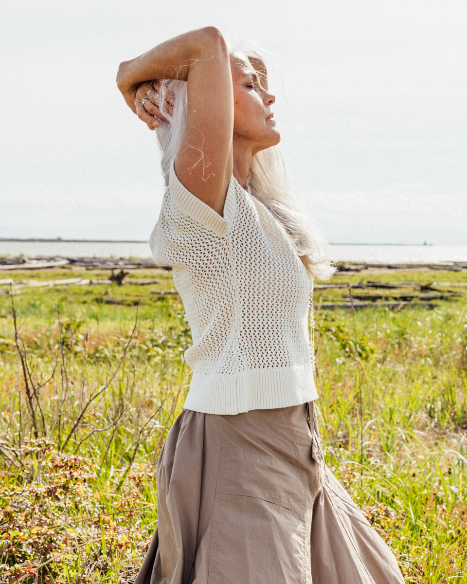 The Open Knit Sweater Vest in Organic Cotton