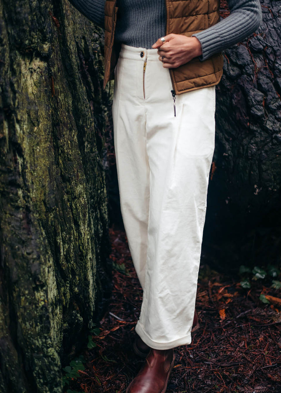 The Corduroy Pant in Winter White Organic Cotton