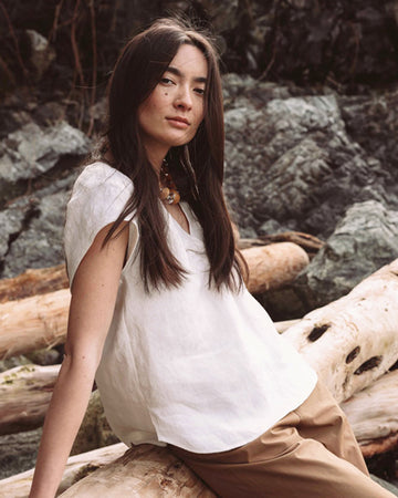 The Georgia Linen Jacquard Blouse